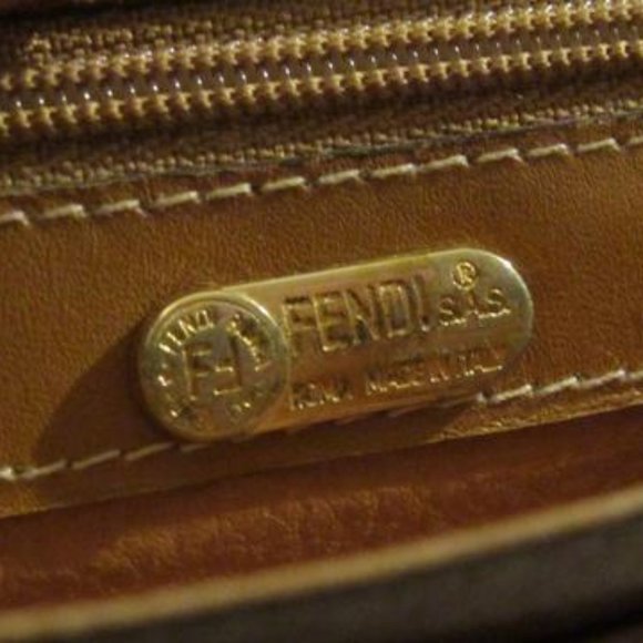 Fendi Brown Black Thin Striped Coated Canvas - Picture 6 of 10